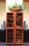 caves à vins CaveDuke: Ambiance living avec 2 caves à vin modèle STATUS avec portes design